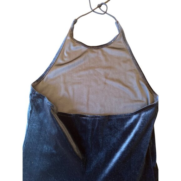 Rhapsody Ltd Vintage Y2K 90s Blue Velvet Halter Maxi Dress Prom HOCO Wedding Sm - Picture 4 of 5